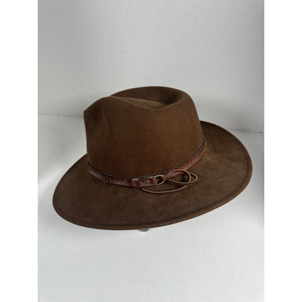Vintage Lite Felt Fedora Wool Packable Water Repellant Hat Medium Brown USA